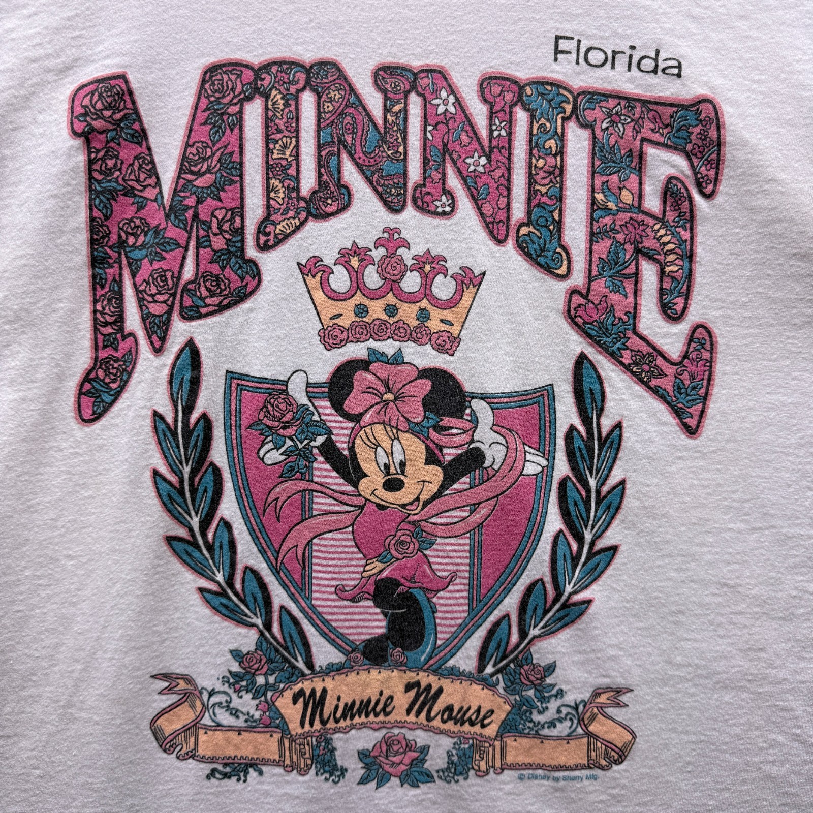 Vtg Disney Minnie Mouse Florida Graphic Mens L T Shirt Paisley Floral Dance 80s gallery