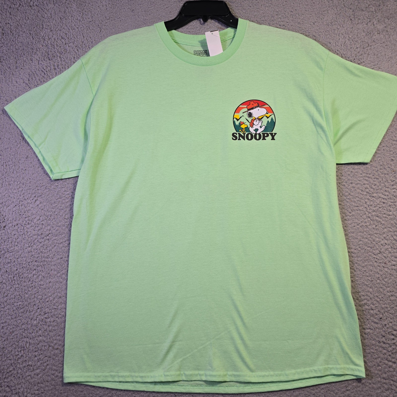 Peanuts® Hiking Snoopy t shirt Men XL Green Charlie Brown Classic Camping NWT gallery