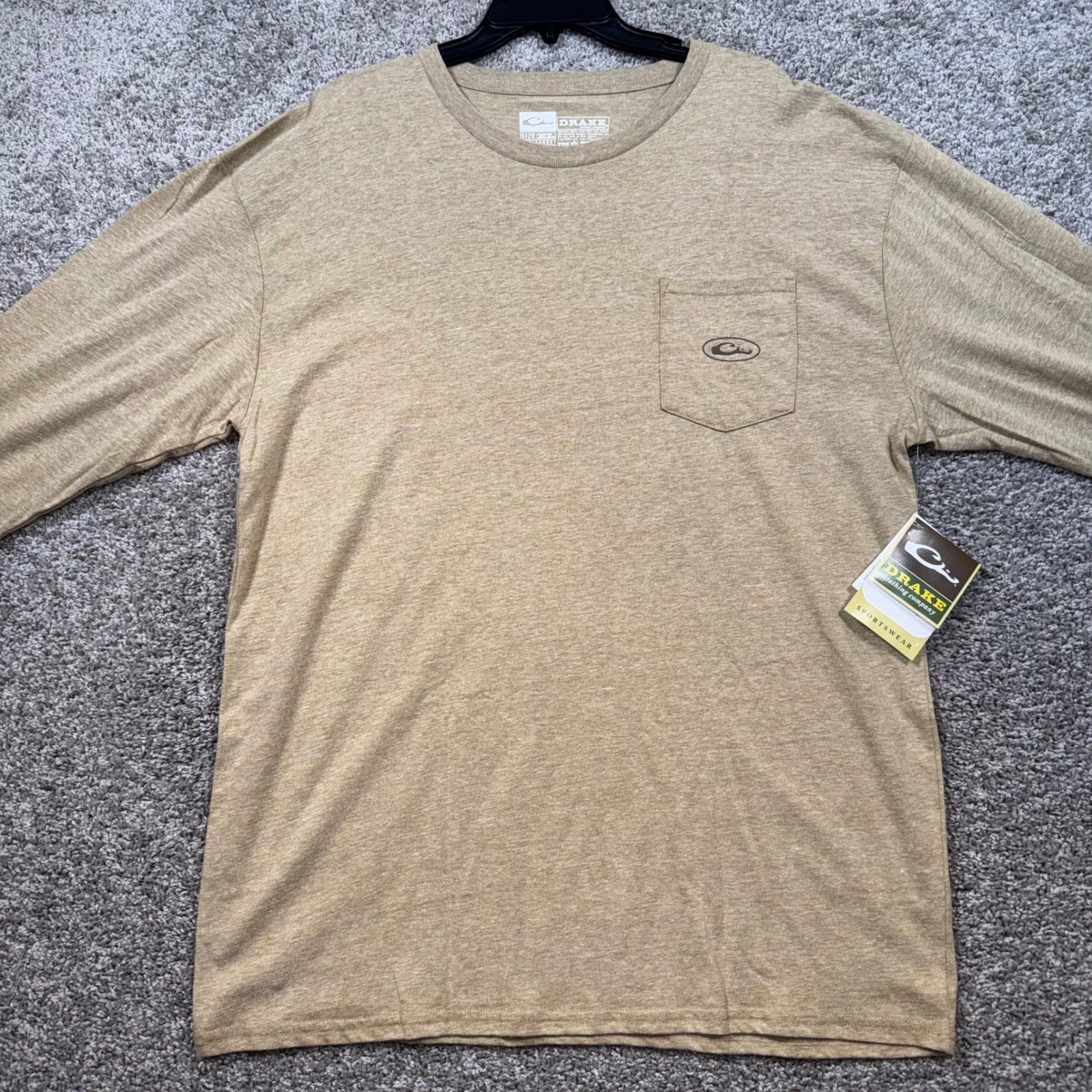 Drake Waterfowl Long Sleeve Pocket T-Shirt Men Circle Mallard Graphic Tan XL NEW gallery