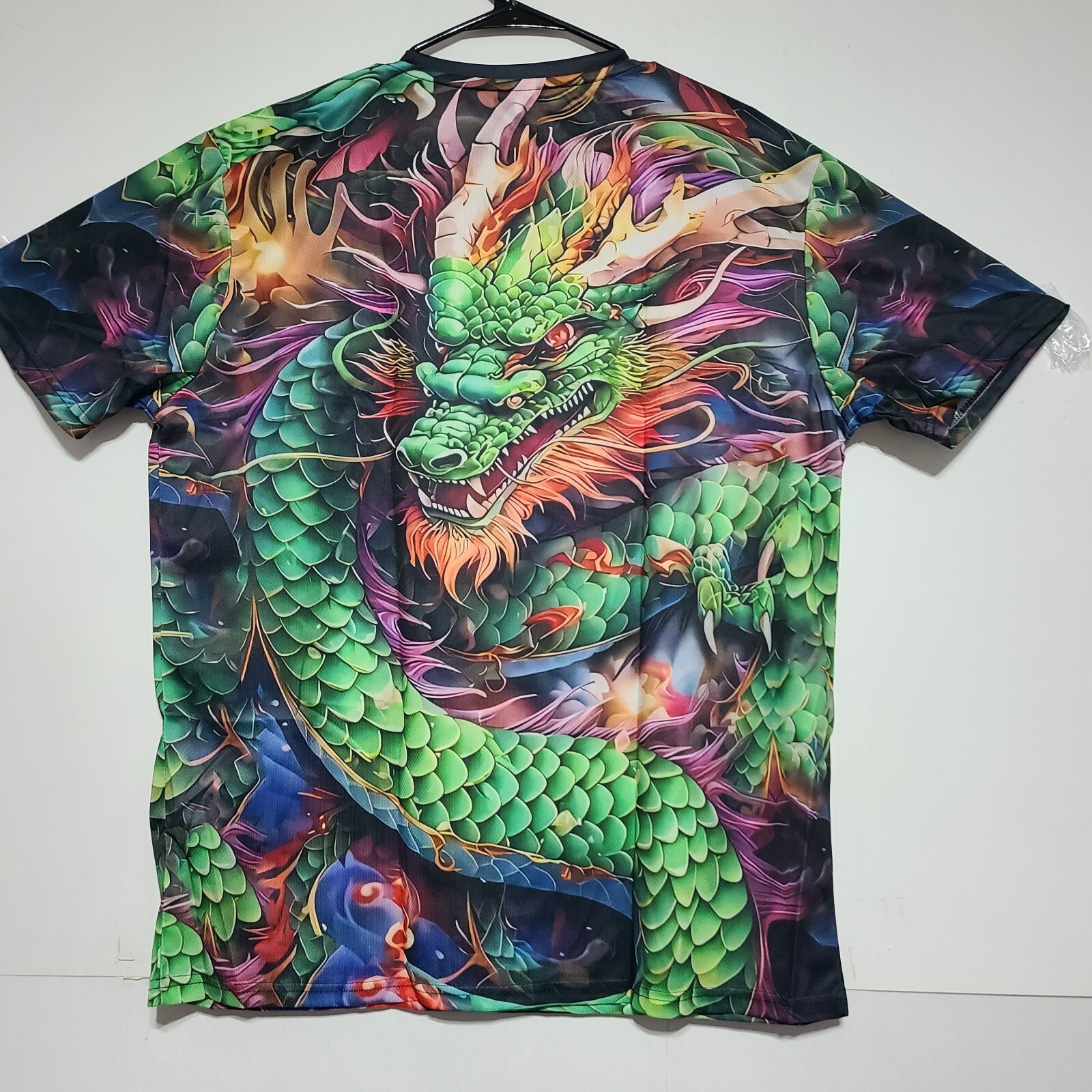 Menacing Dragon Multi-Colored T-Shirt Size XXL 2-Sided 100% Polyester. gallery