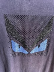 FENDI “Crystal Monster” embellished cotton T-Shirt – navy blue – IT 48 / US M