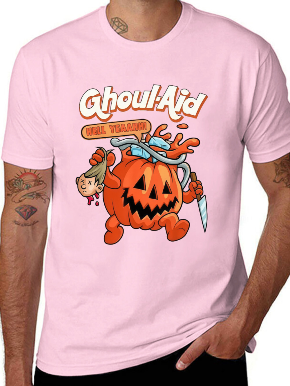 Men's Halloween Ghoul Aid Pumpkin Graphic T-Shirt - 100% Cotton Short Sleeve Cre gallery