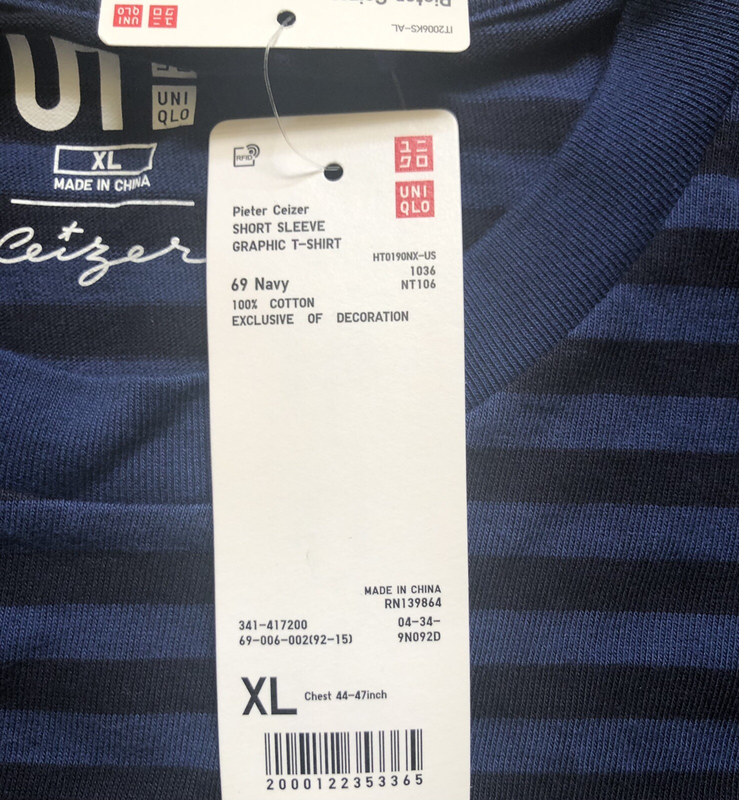 UNIQLO MEN TOPS short Sleeve PIETER CEIZER GRAPHIC Tee T-SHIRT 69 NAVY Size XL gallery