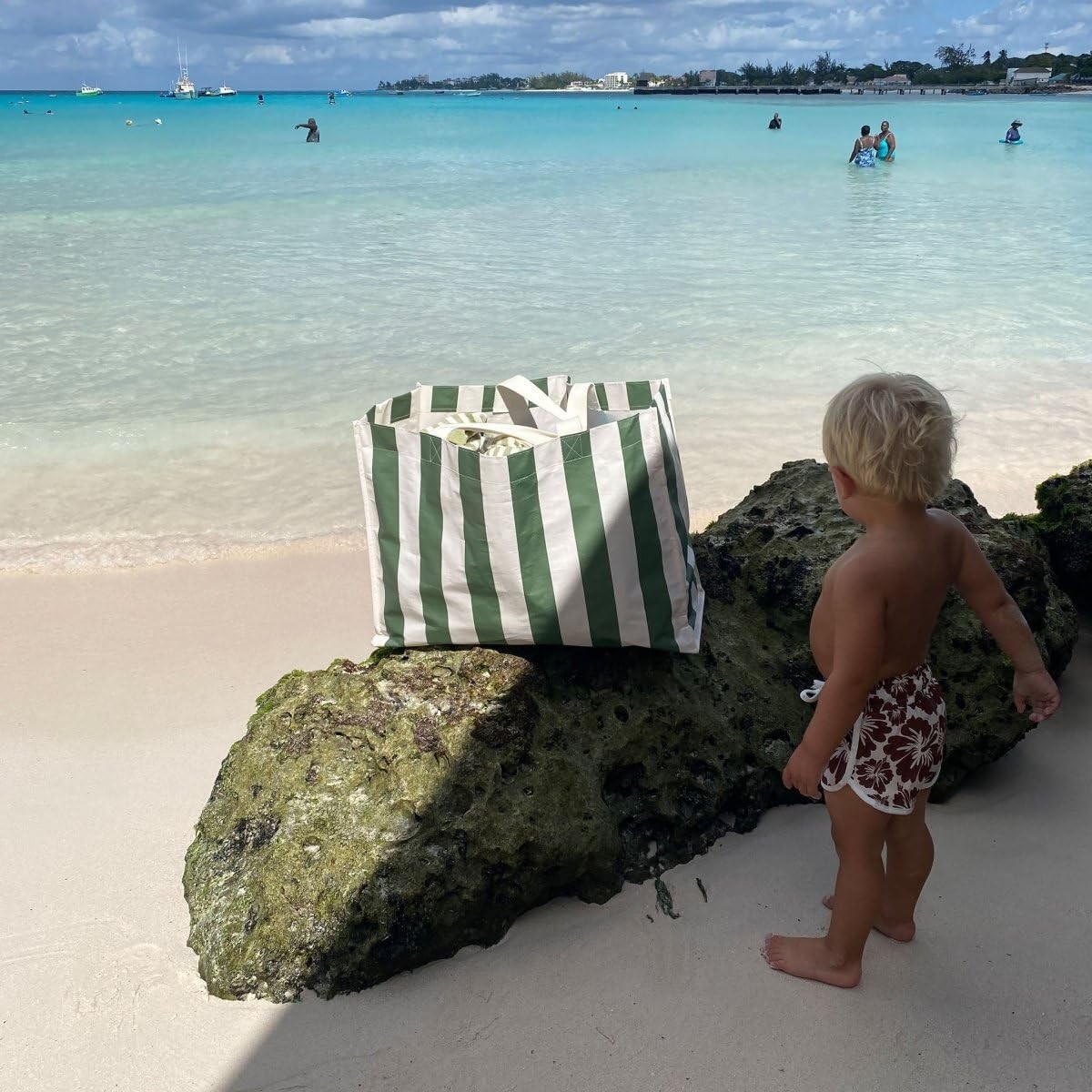 Carryall Beach Bag | The Vacay Olive Stripe gallery