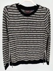 Johnston & Murphy Black and White Pullover Top Zipper Accents Size Medium