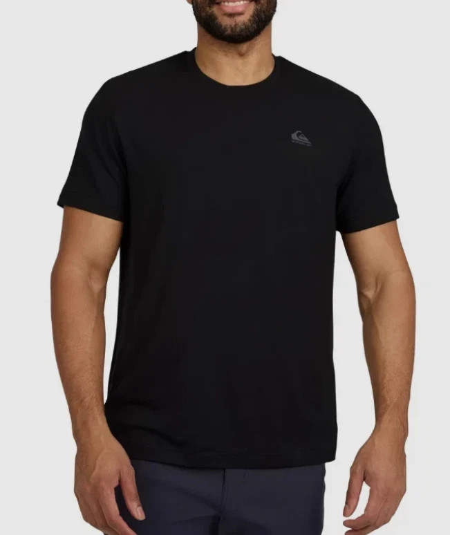 NEW Quiksilver Men’s S Black Active T-Shirt Regular Fit Polyester Spandex Blend