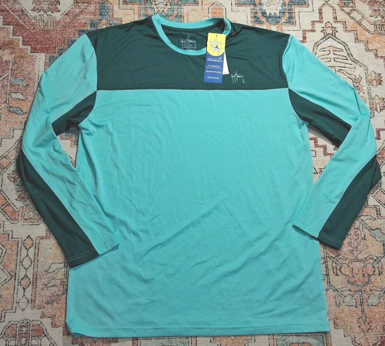 New Guy Harvey Mens Mint Ultra ProUV X Performance Long Sleeve Shirt Medium M