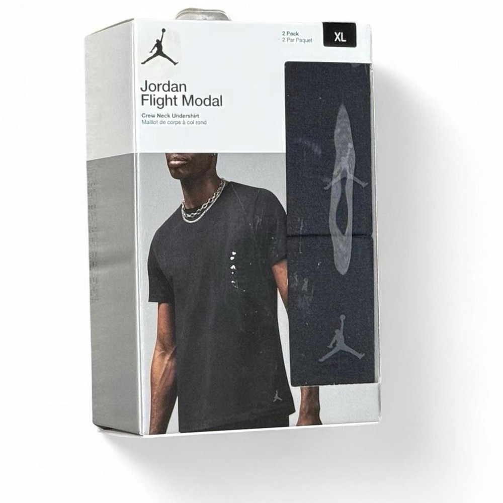 Jordan Flight Modal Black Men’s Short Sleeve Crew Neck T-Shirt XL 2-Pack
