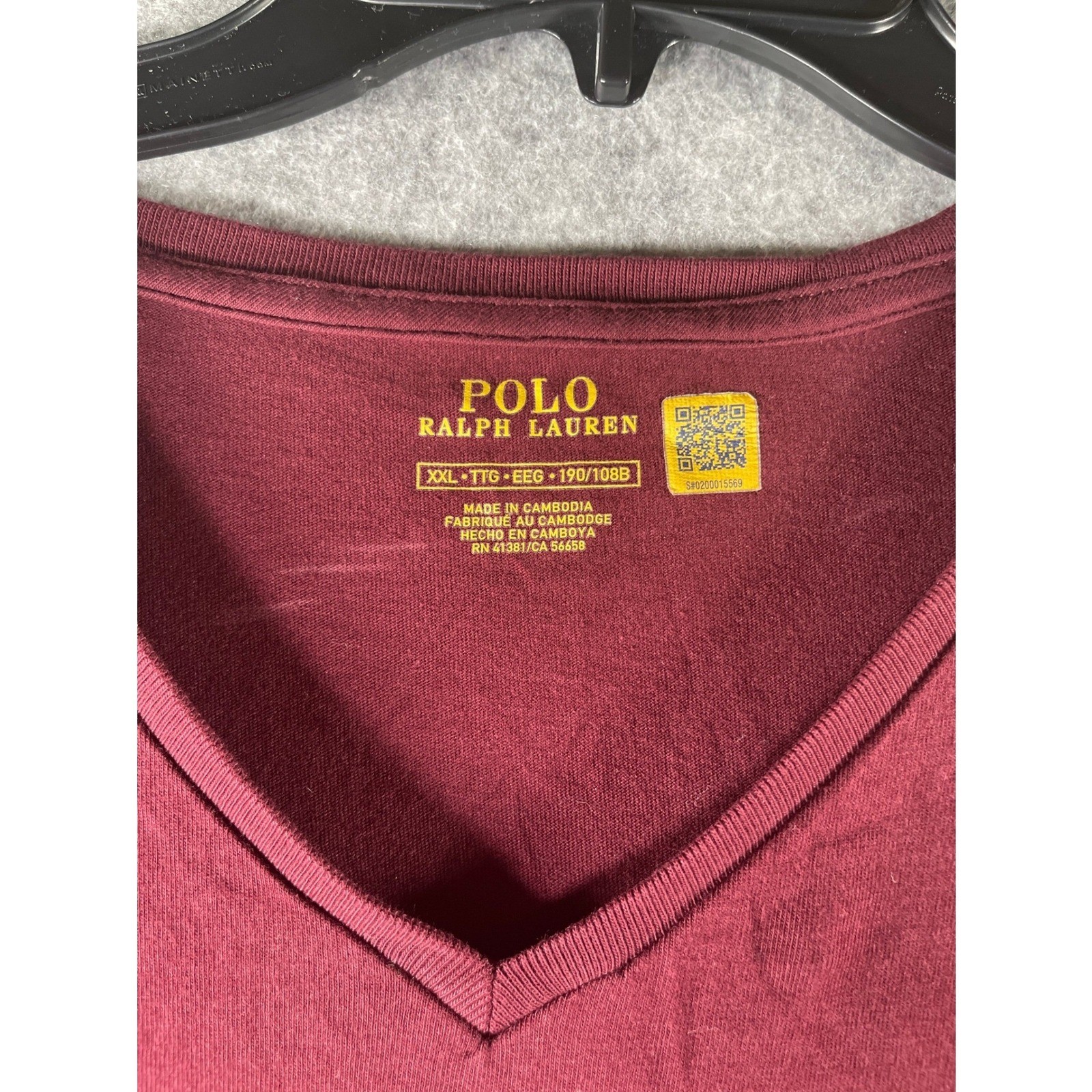 Polo Ralph Lauren Mens XXL Burgundy V-Neck Short Sleeve T-Shirt Maroon Pony Logo gallery