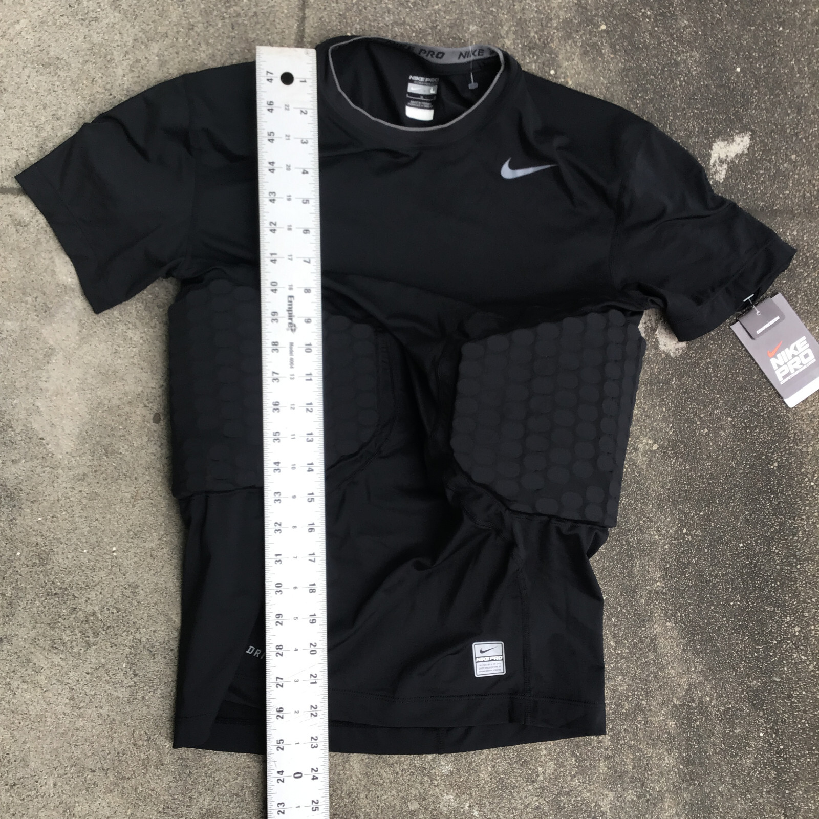 NWT NIKE PRO Men Large Black Compression Base Layer w/ Ribs and Back Padding gallery