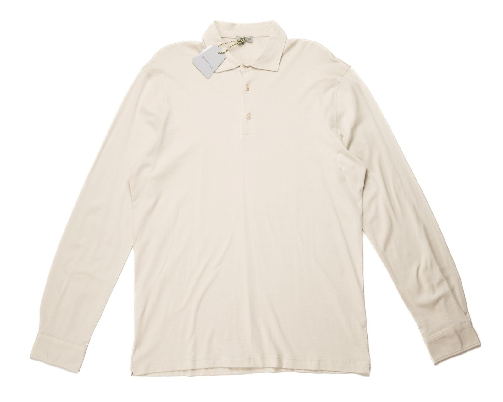Sartorio $675 Light Beige Slim Long Sleeve Polo Shirt Cotton Jersey XXL (56 IT) gallery