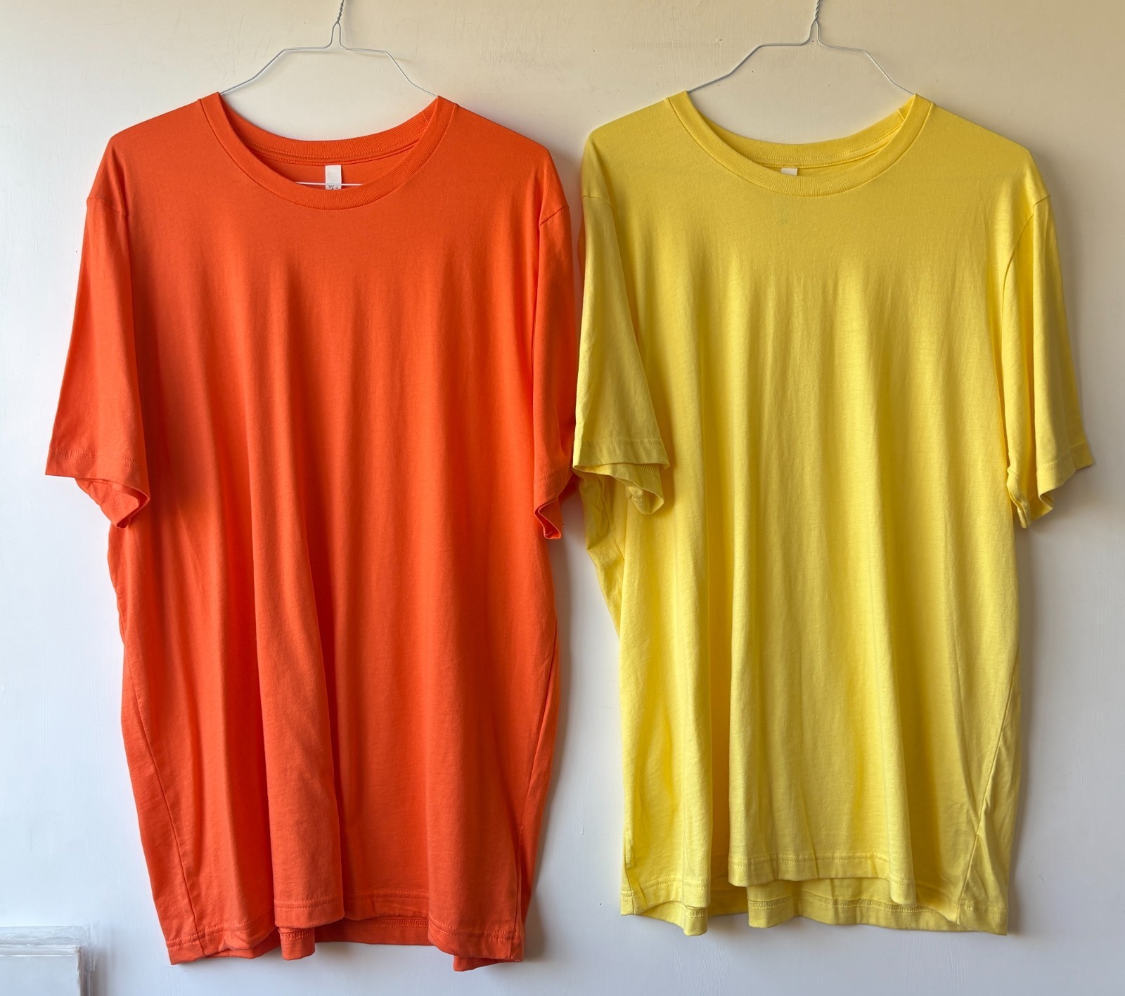 2 Bella + Canvas Mens Solid Color T Shirts 1 Orange 1 Yellow 100% Cotton Sz XXL gallery