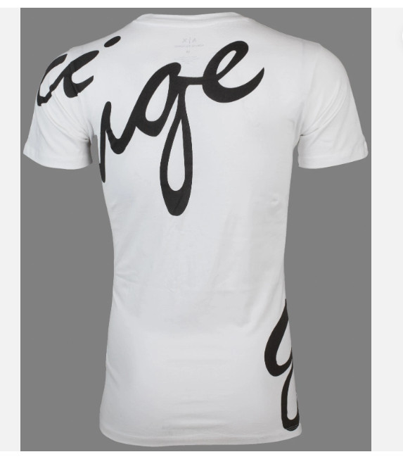 $50 ARMANI EXCHANGE White Black SCRIPT Short Sleeve Slim Fit Designer T-shirt gallery