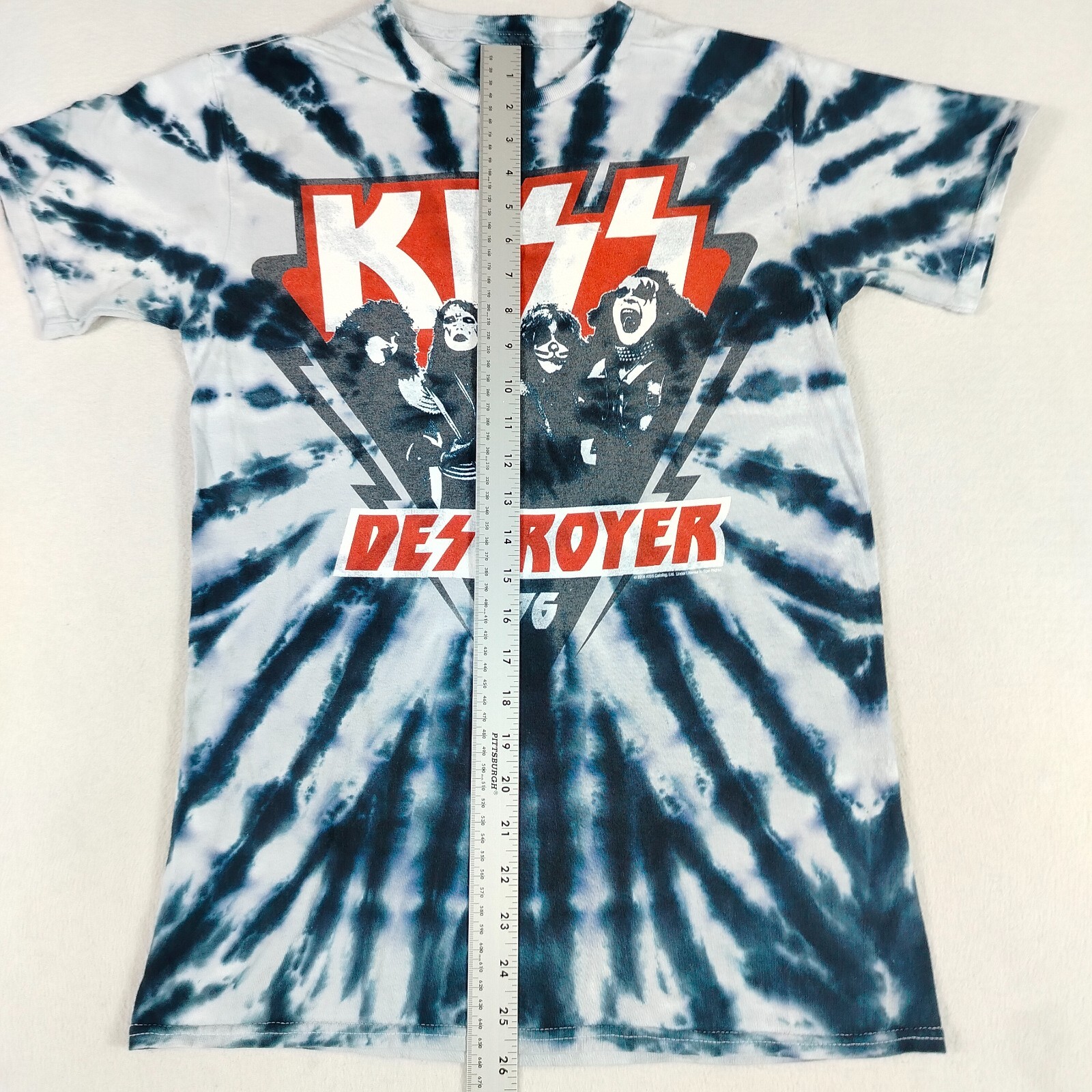 Liquid Blue Shirt Mens Small White Multicolored Tie Dye Kiss Destroyer Rock 70s gallery