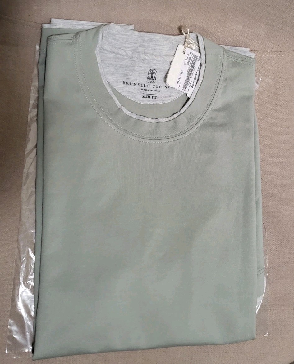 595$ BRUNELLO CUCINELLI MENS Layered Cotton Jersey T-Shirt Sz:US S/48EU gallery