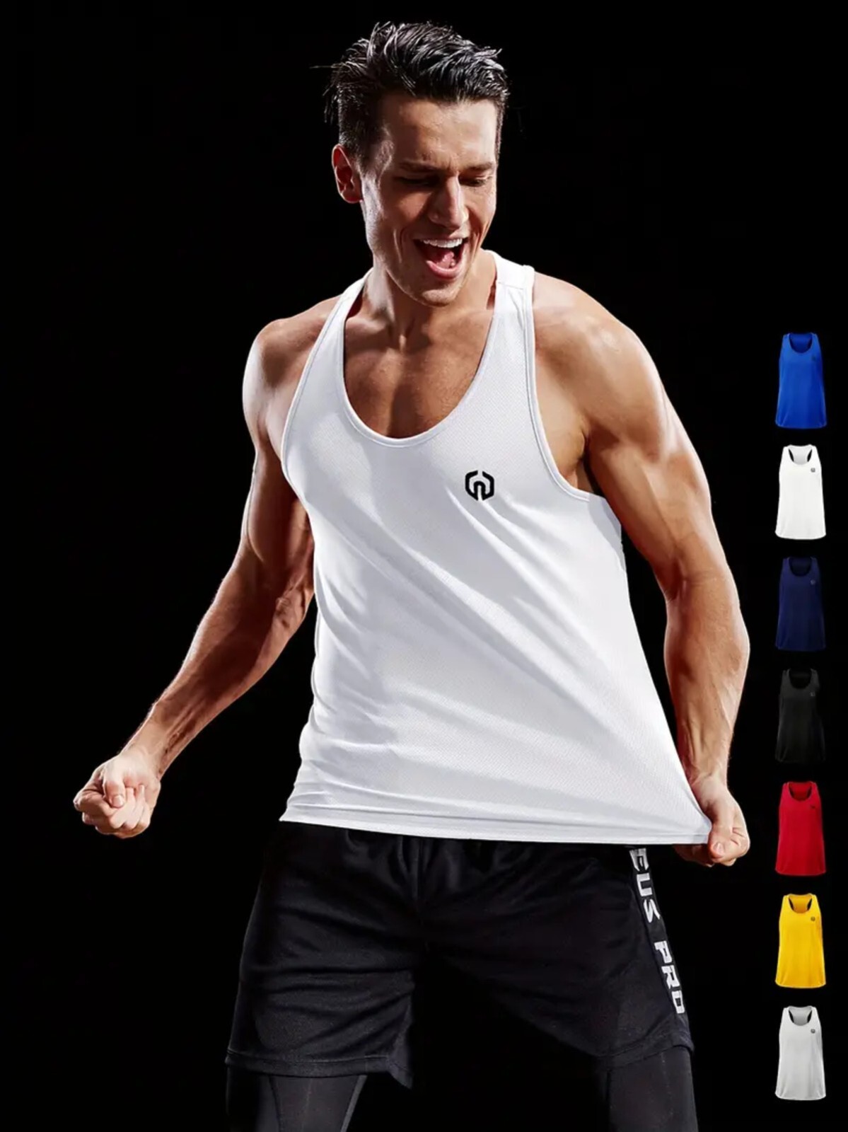 NELEUS 'Dry Fit Logo Muscle' Mesh Tank Top Men's L Gym Workout Exercise WHT NEW! gallery