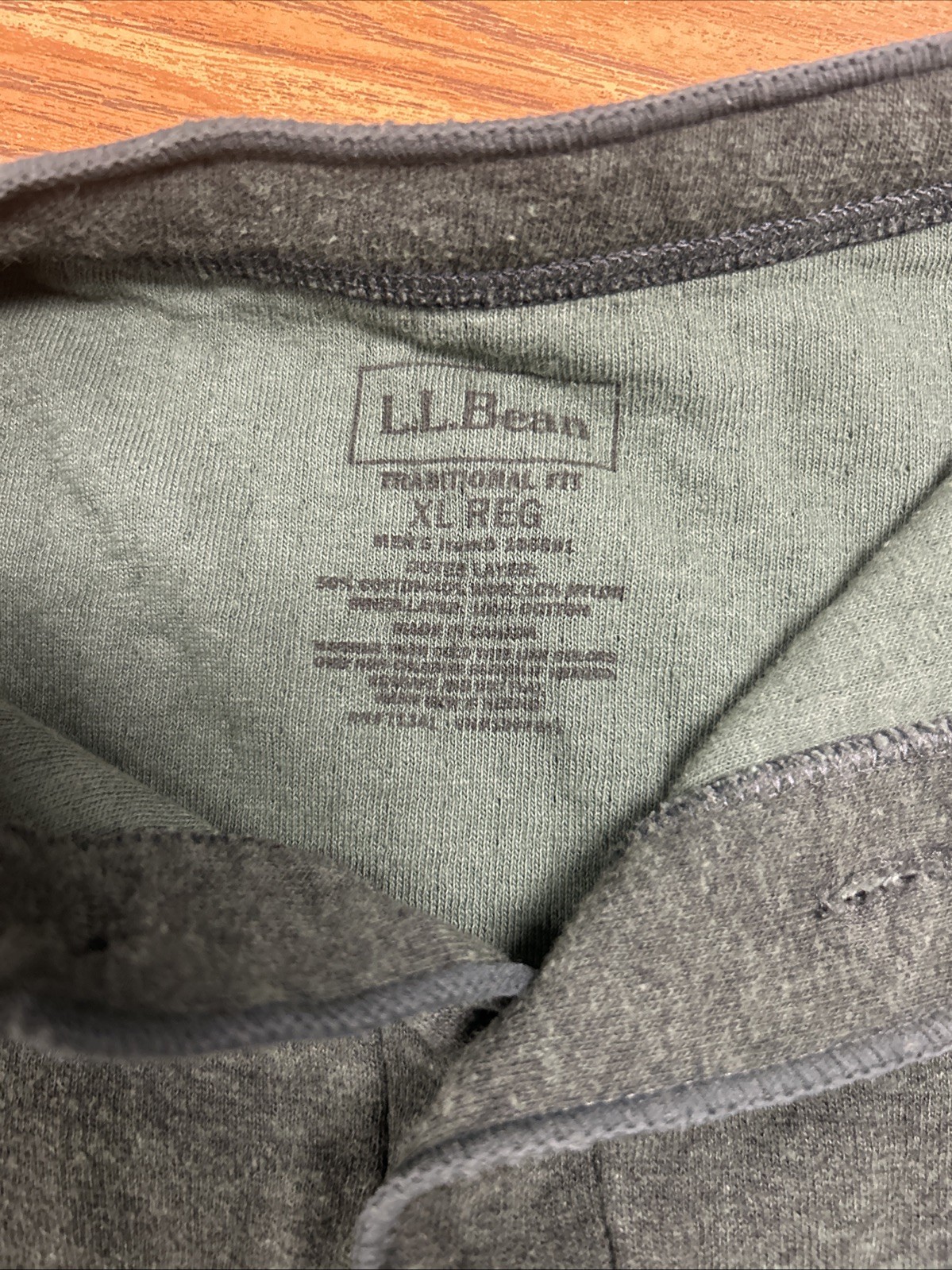 L.L.Bean Two Layer Henley Shirt Mens XL Regular Green Wool Blend Base Layer gallery