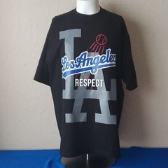 2X Pro Team Super Heavy Weight Los Angeles LA Baseball “RESPECT” Black T-Shirt