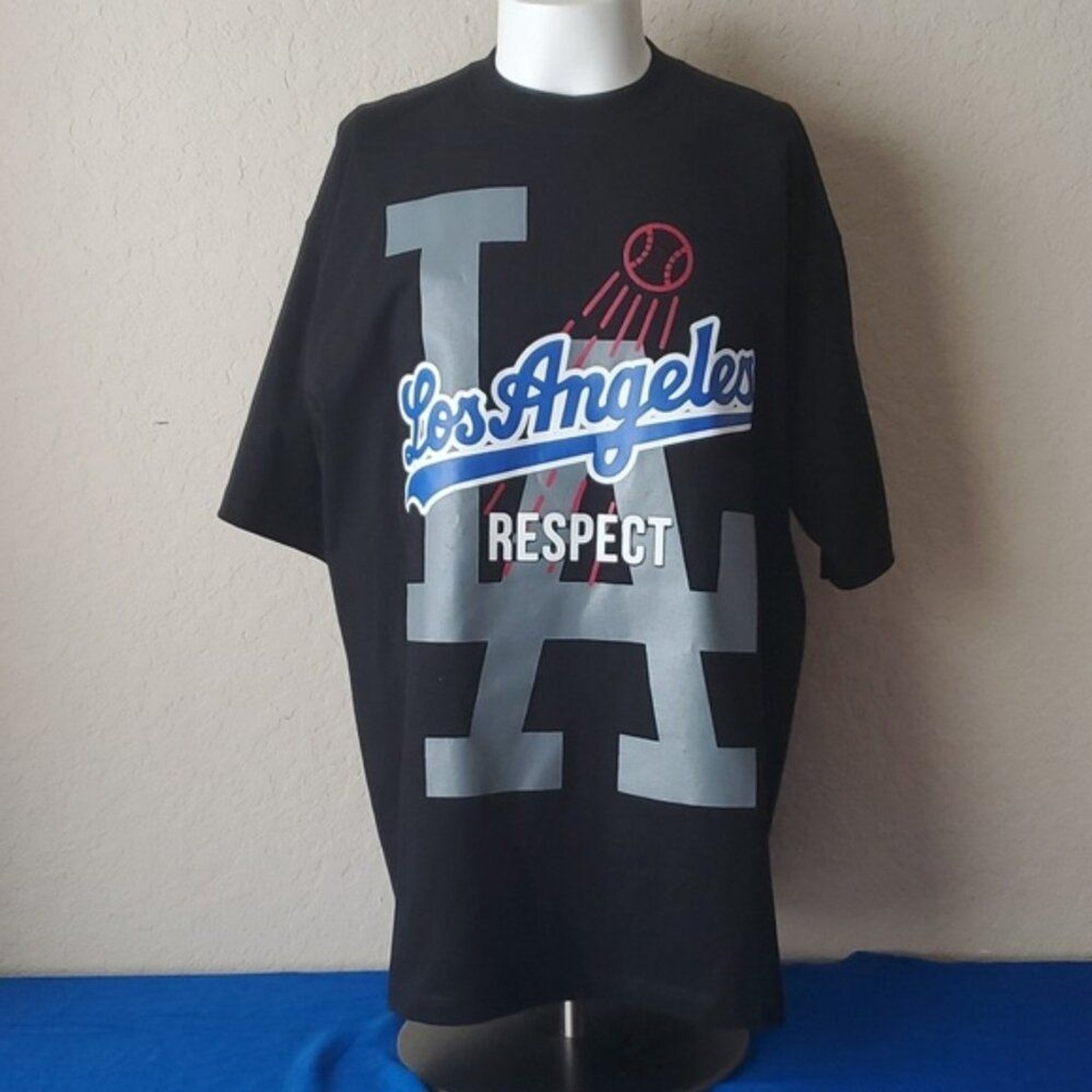 2X Pro Team Super Heavy Weight Los Angeles LA Baseball “RESPECT” Black T-Shirt