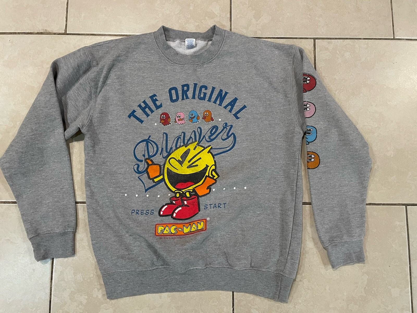 Brisco Brands PACMAN Original Player Sweater Gray Size Medium VGC Arcade Games gallery