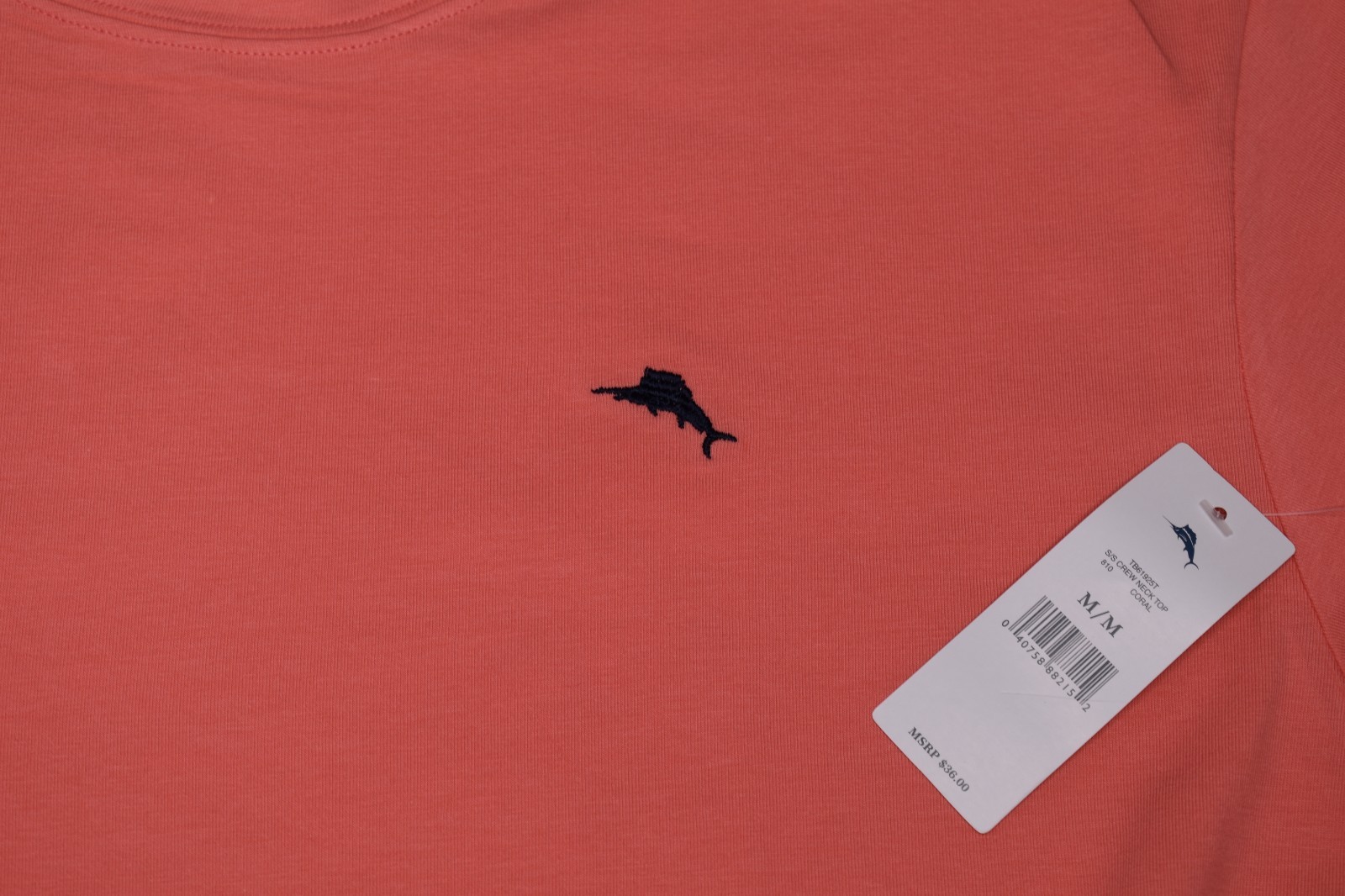 NWT TOMMY BAHAMA Medium Men's Cotton Spandex Crew Neck Tee Coral gallery