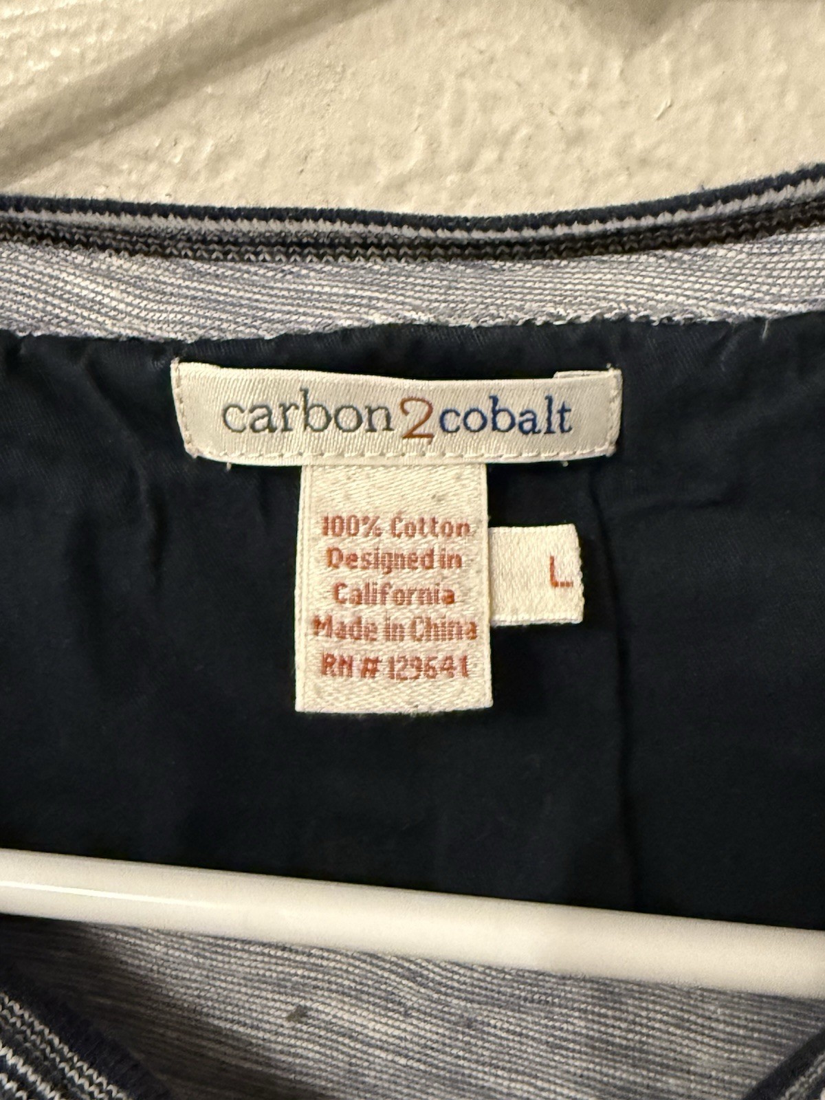 Carbon 2 Cobalt Henley men's L heather blue cotton long sleeve gallery