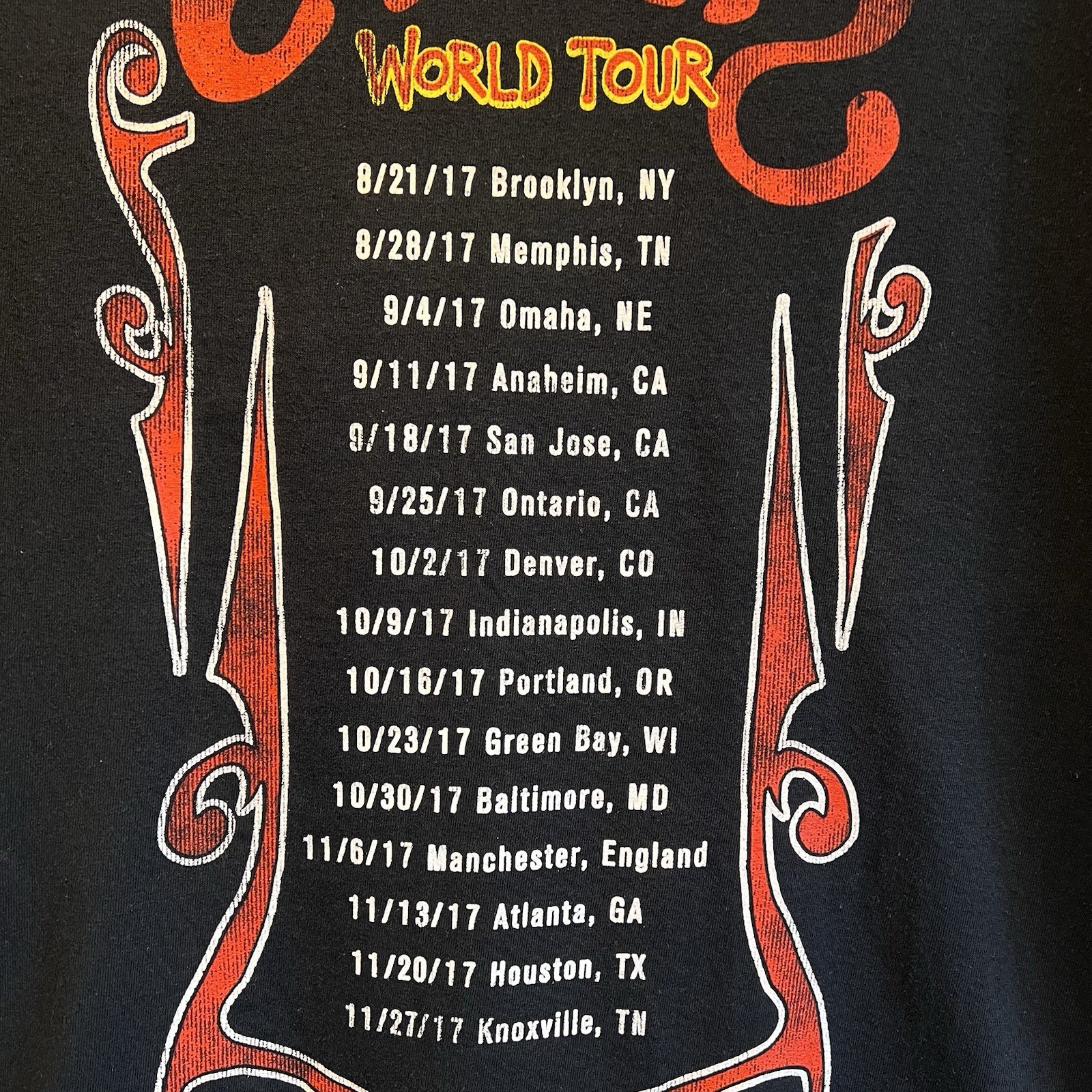 WWE Elias Graphic T-Shirt Walking With Elias World Tour Guitar Black Medium gallery