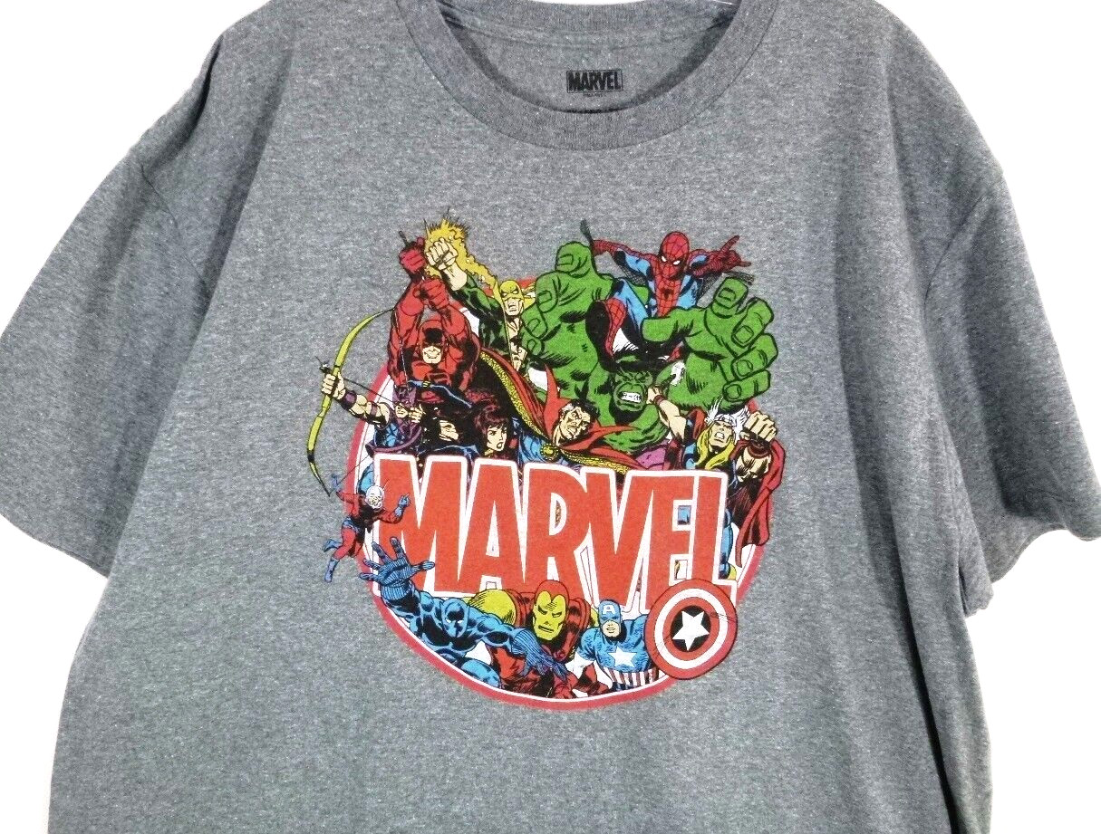 Marvel Comics Character T-Shirt-Mens 2XL XXL-Gray-HULK-Thor-Spiderman... gallery