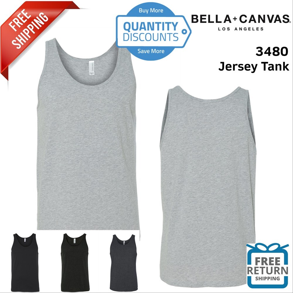 BELLA + CANVAS Unisex Jersey Tank Top Blank Sleeveless Shirt 3480 Up To 2XL gallery