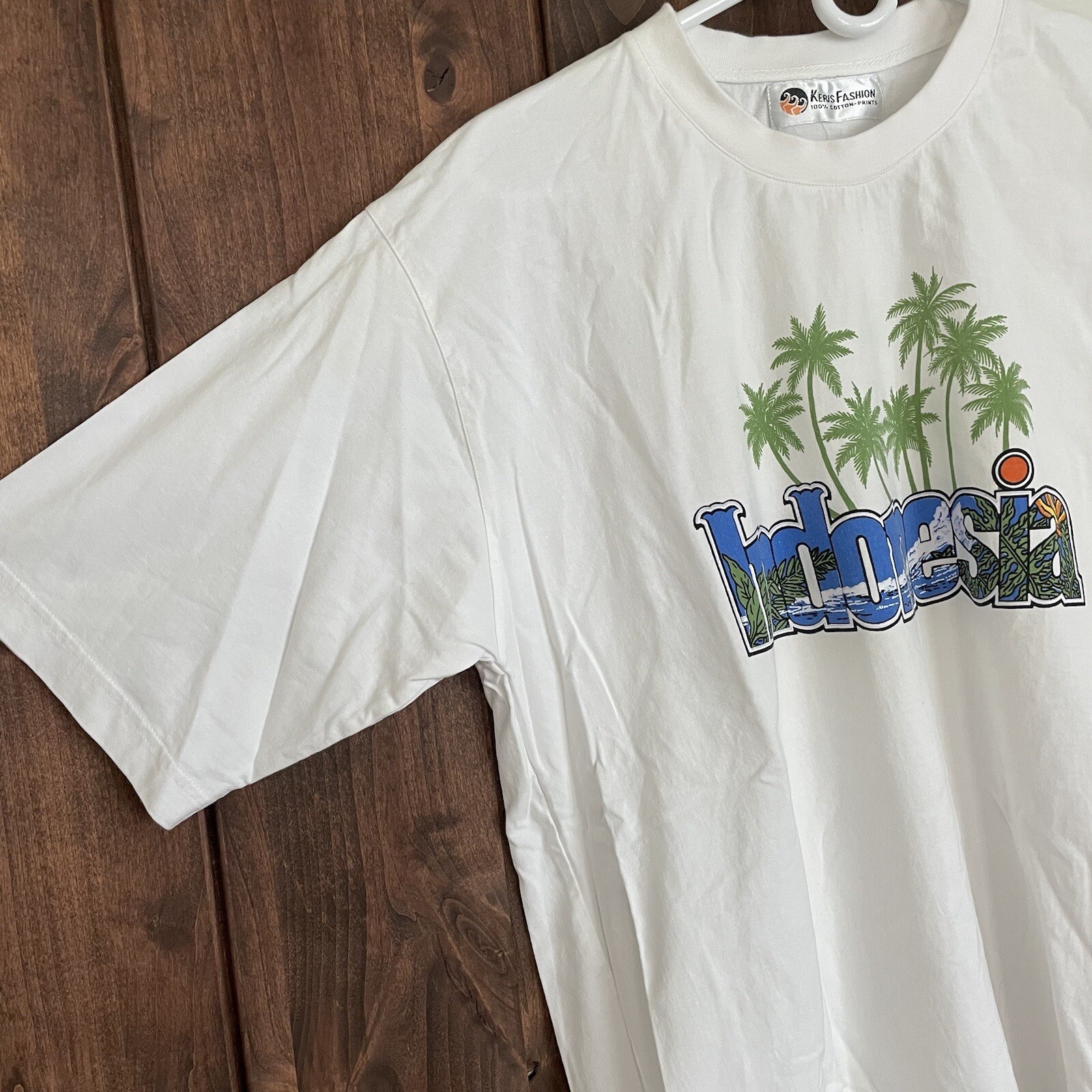 VTG 90s Tshirt Mens Large Indonesia Graphic Tee White Y2K Grunge Retro gallery
