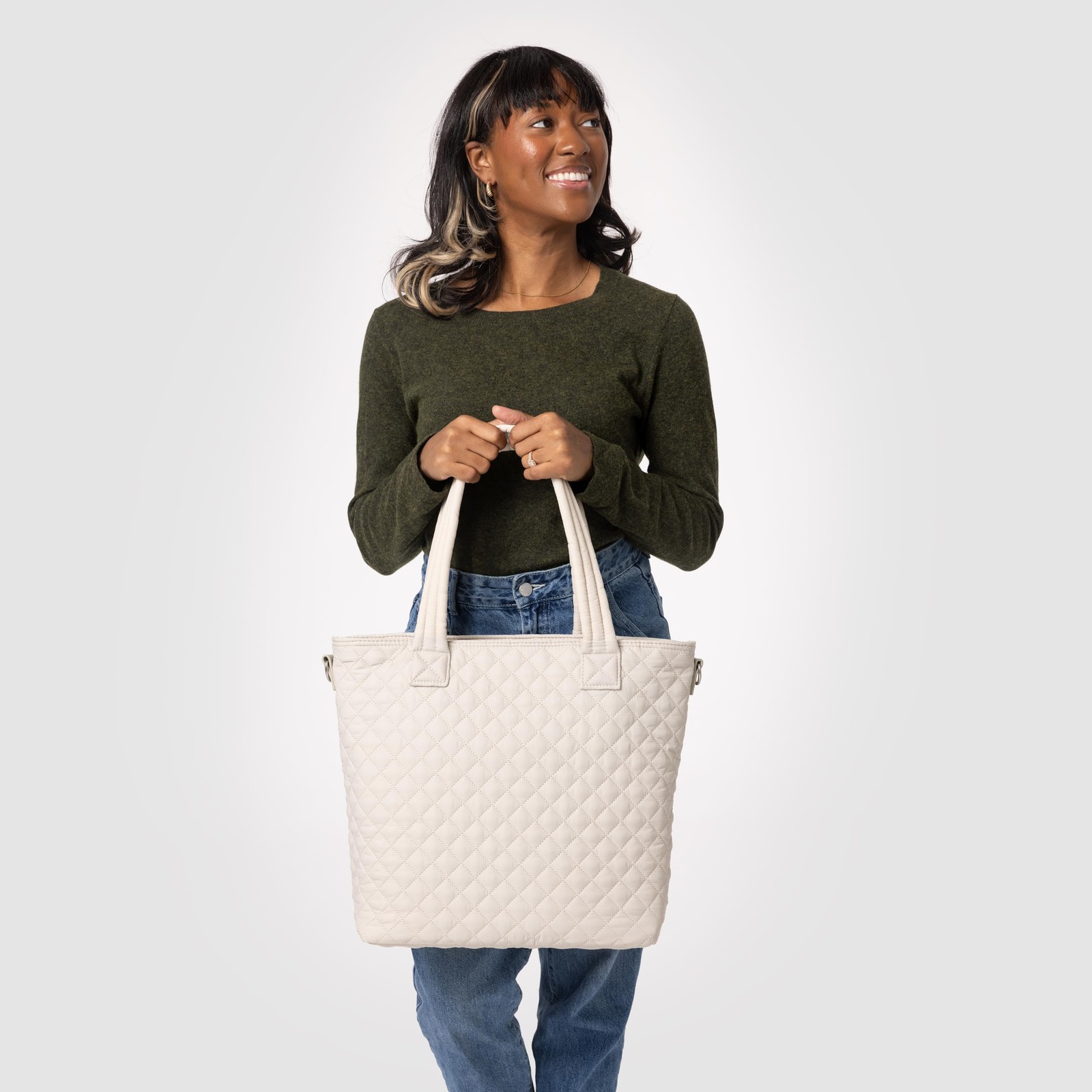 Quilted Tote Bag for Women | Medium Tote Purse with Compartments & Laptop Sle... gallery