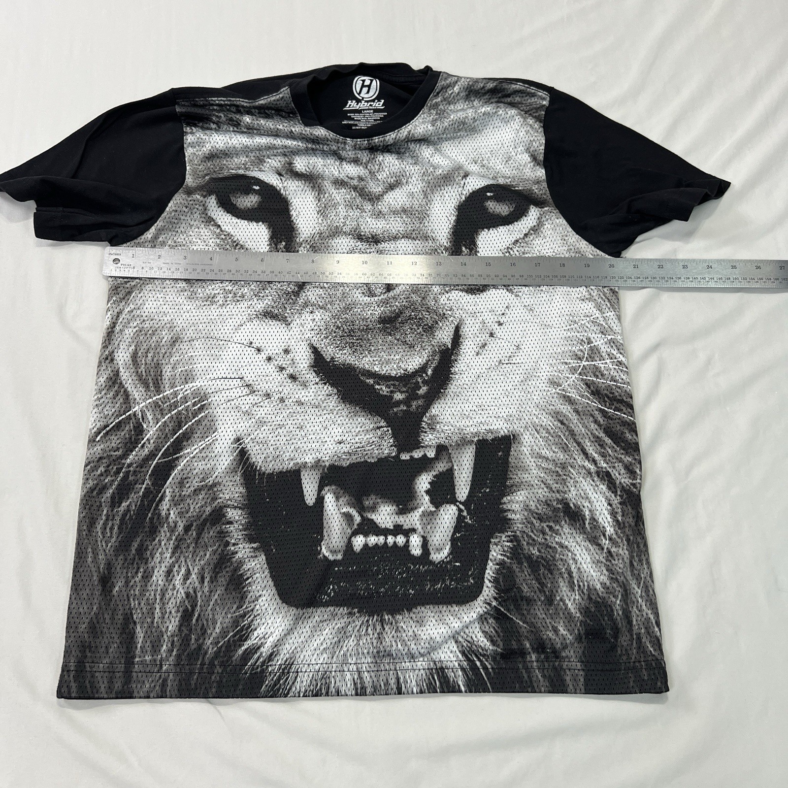 Hybrid Tees Shirt Mens Large Black Lion Athletic Breathable Stretch Crew gallery