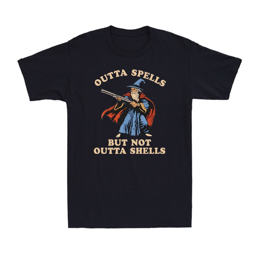 Outta Spells But Not Outta Shells Wizard Fantasy Meme Men's T-Shirt gallery