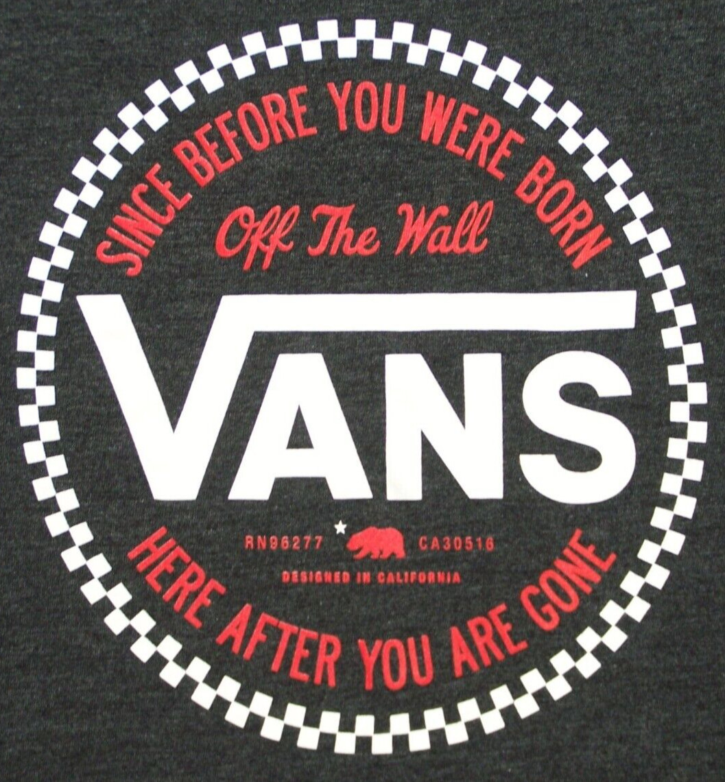 VANS Shirt Adult Medium Gray Graphic Big Logo Short Sleeve Classic Outdoor Mens gallery