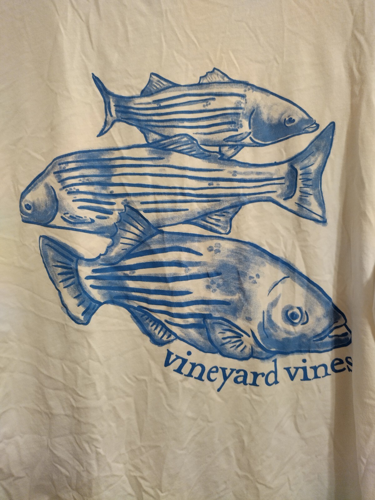Vineyard Vines Bass Fish Shirt Large Fishing Fisherman Beach Ocean White BG24 gallery