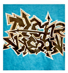 NWT Men’s XL Teal Blue Graffiti Graphic T Shirt Hip Hop Streetwear Tee