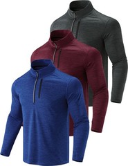 3-Pack Men’s Quarter-Zip Pullover – Lightweight Long Sleeve Athletic Jackets,…