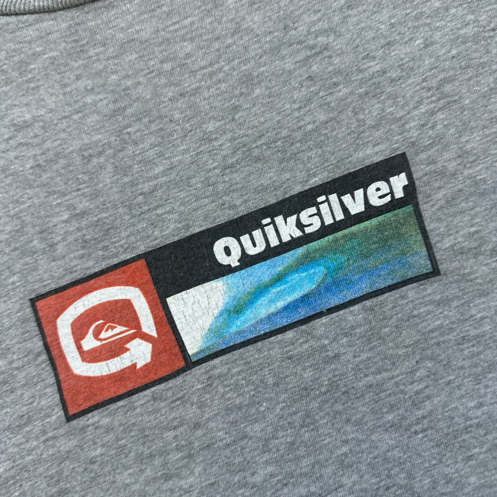 Rare 90s surf quiksilver grey irl hit wave box logo t shirt gallery