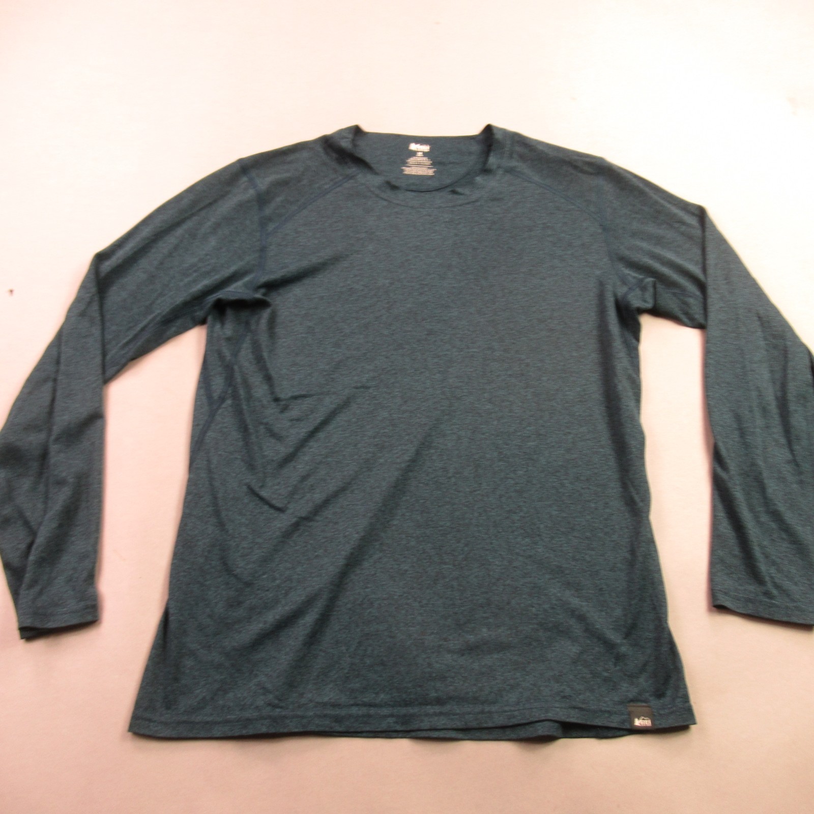 REI Shirt Mens Medium Long Sleeve High Neck Outdoors Crew Neck Blue Stretch