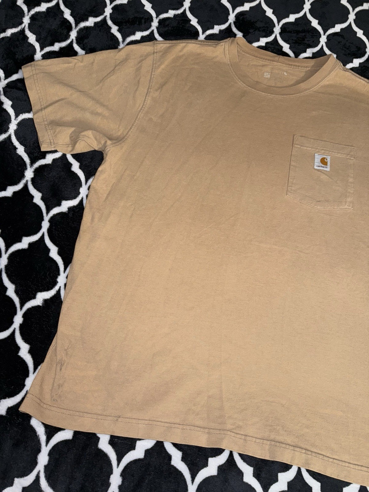 Carhartt Mens Short Sleeve T-Shirt Size Large Tan Loose Fit Casual Work Wear gallery