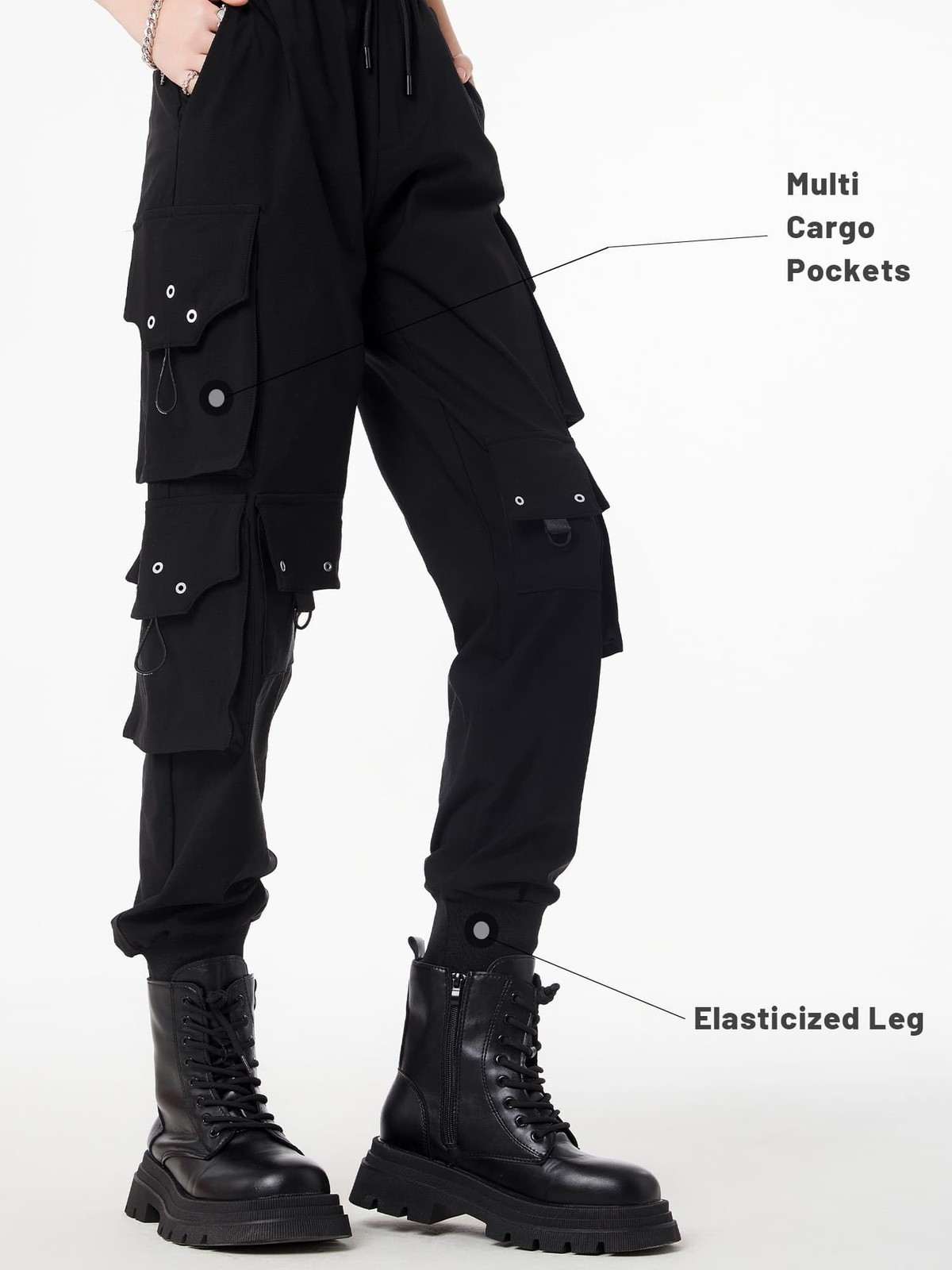 Cargo Pants Women Gothic Y2K High Waist Adjustable Pockets Drawstring Jogger gallery