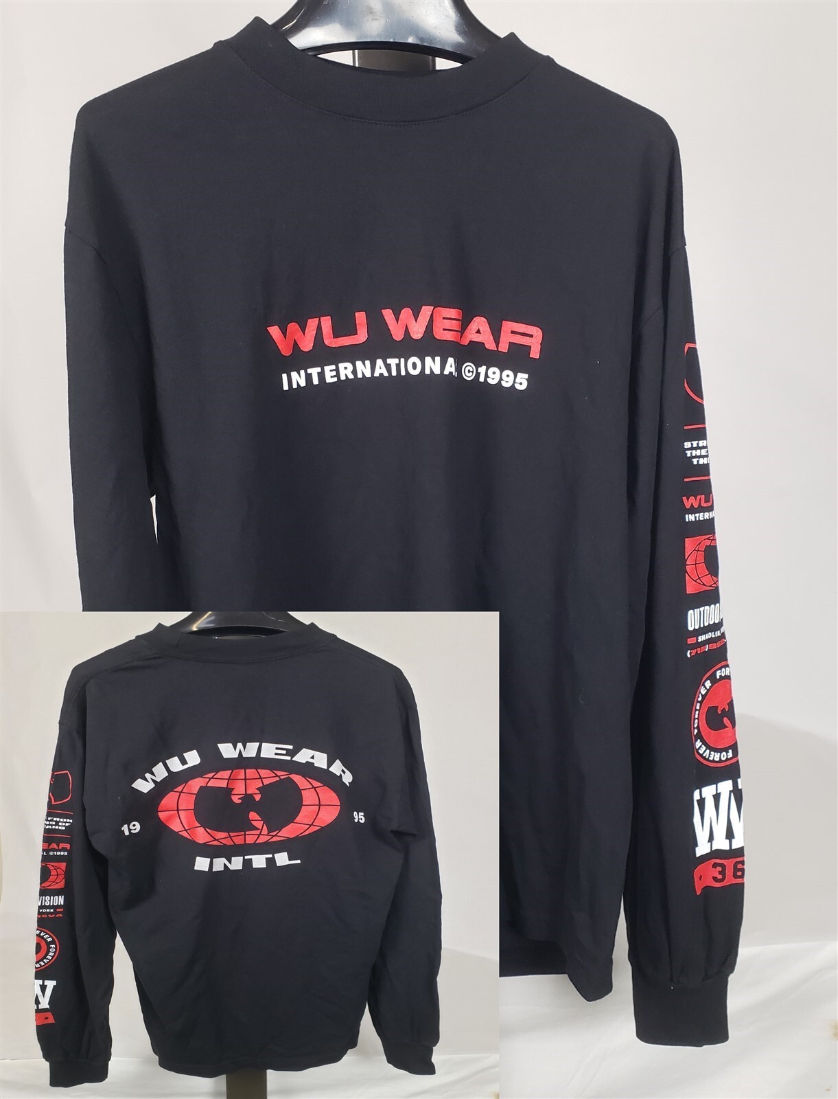 Wu-Tang Clan Wu Wear International 1995 Double Sided Long Sleeve T Shirt ~ SMALL