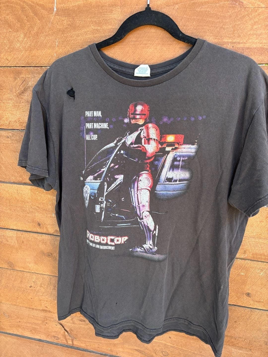 Vintage Robocop Movie Poster T-Shirt Faded Black Delta Pro Weight gallery