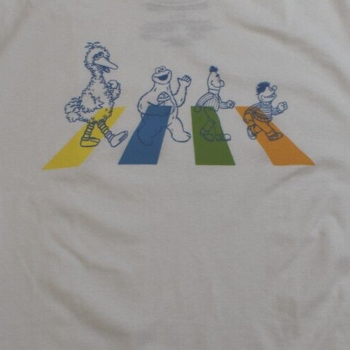 Sesame Street Mens Sesame Team Abbey Road Cross Spoof White Shirt NWT S-XL gallery