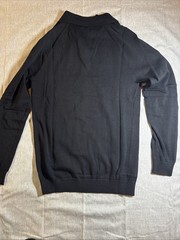 Pure Cotton Knitted Open Collar Long Sleeve Black Small-Brand Tailored Athlete