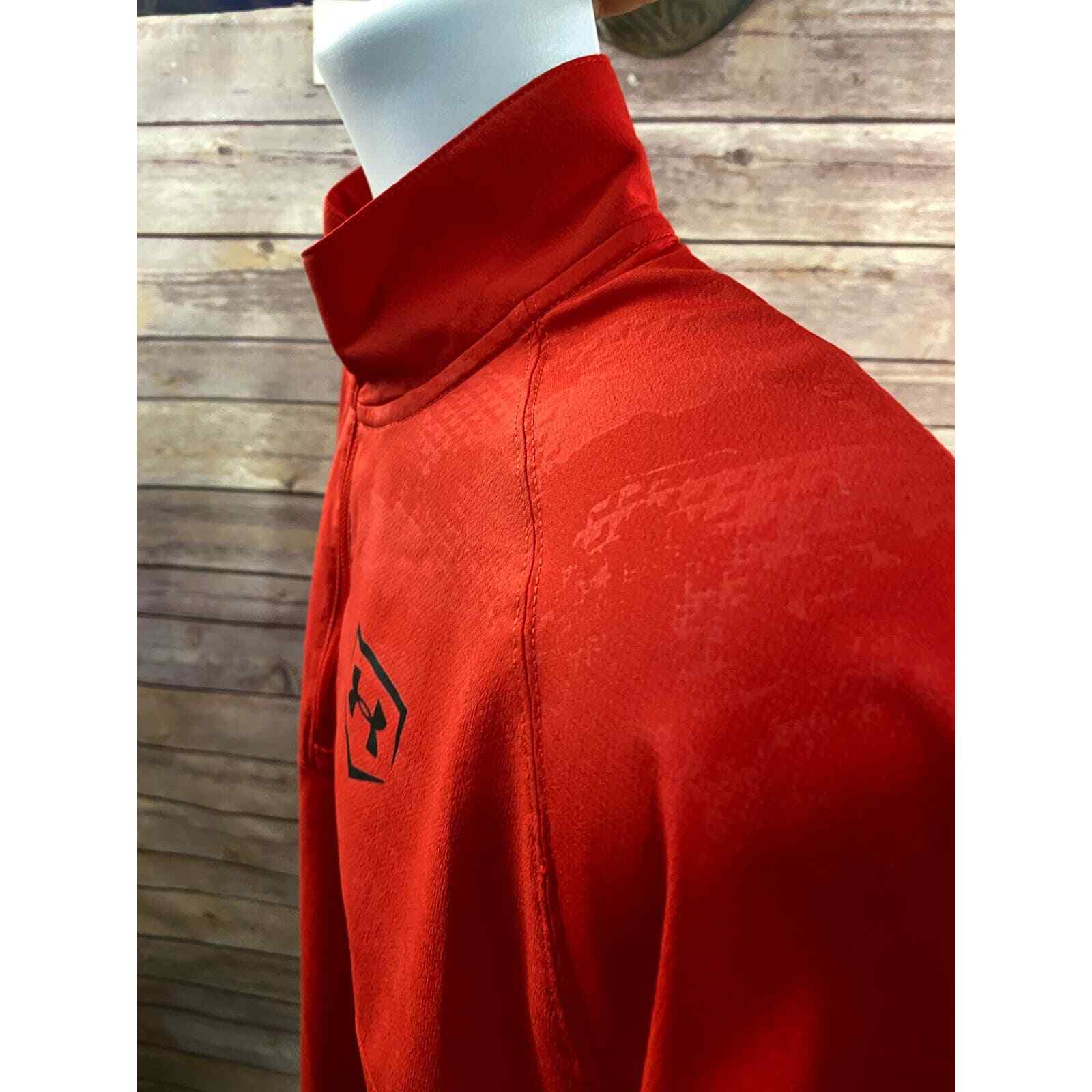 Under Armour XL Mens Loose Fit Red 1/4 Zip Utility Short Sleeve Pullover Jacket gallery