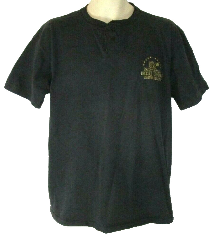 Harley-Davidson Henley T-Shirt 50th Anniversary Eagle XL Black Pull On Mens CBi9 gallery