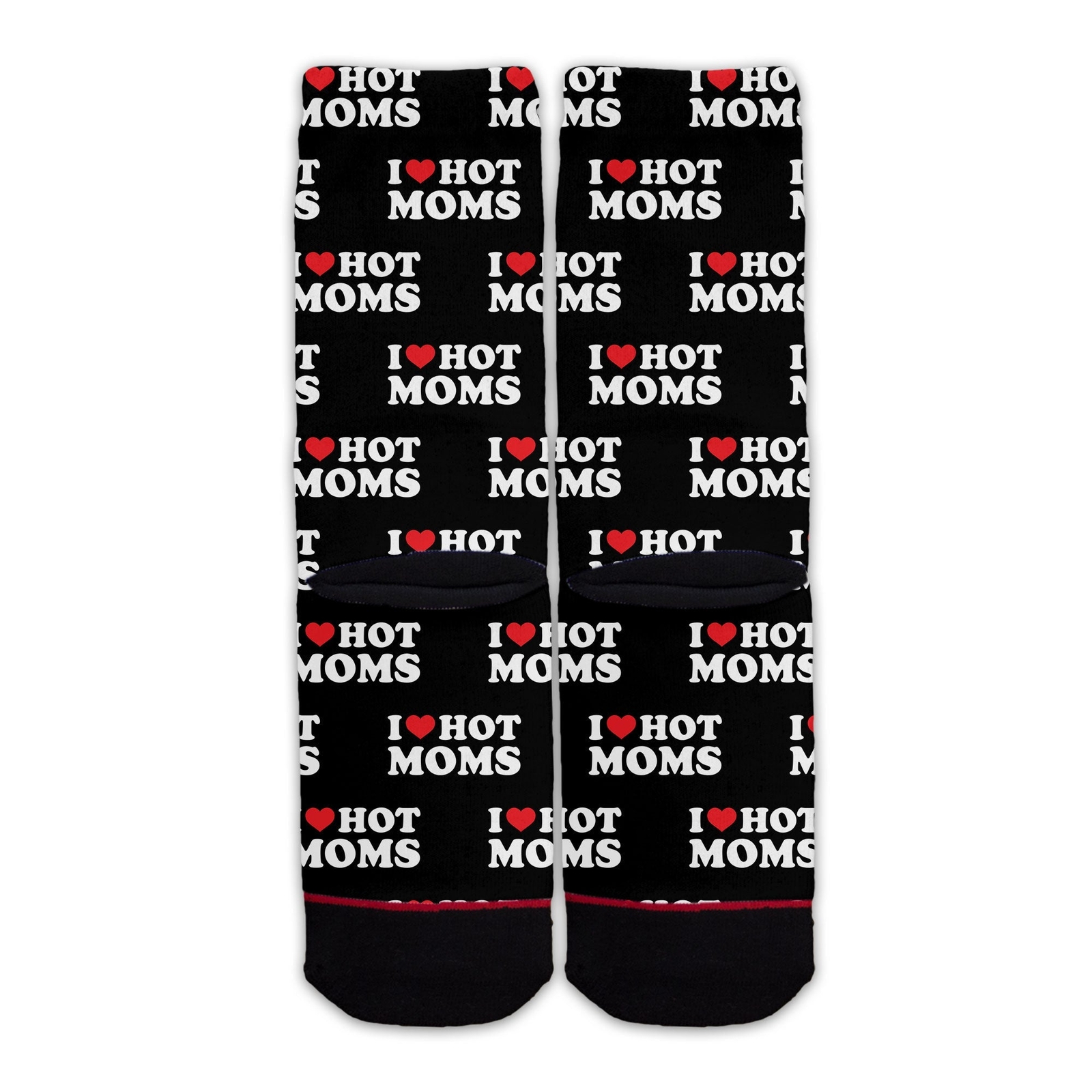 I Heart Hot Moms Funny Adult Socks Fashion Love Black Pattern Joke Gift Meme Gag gallery