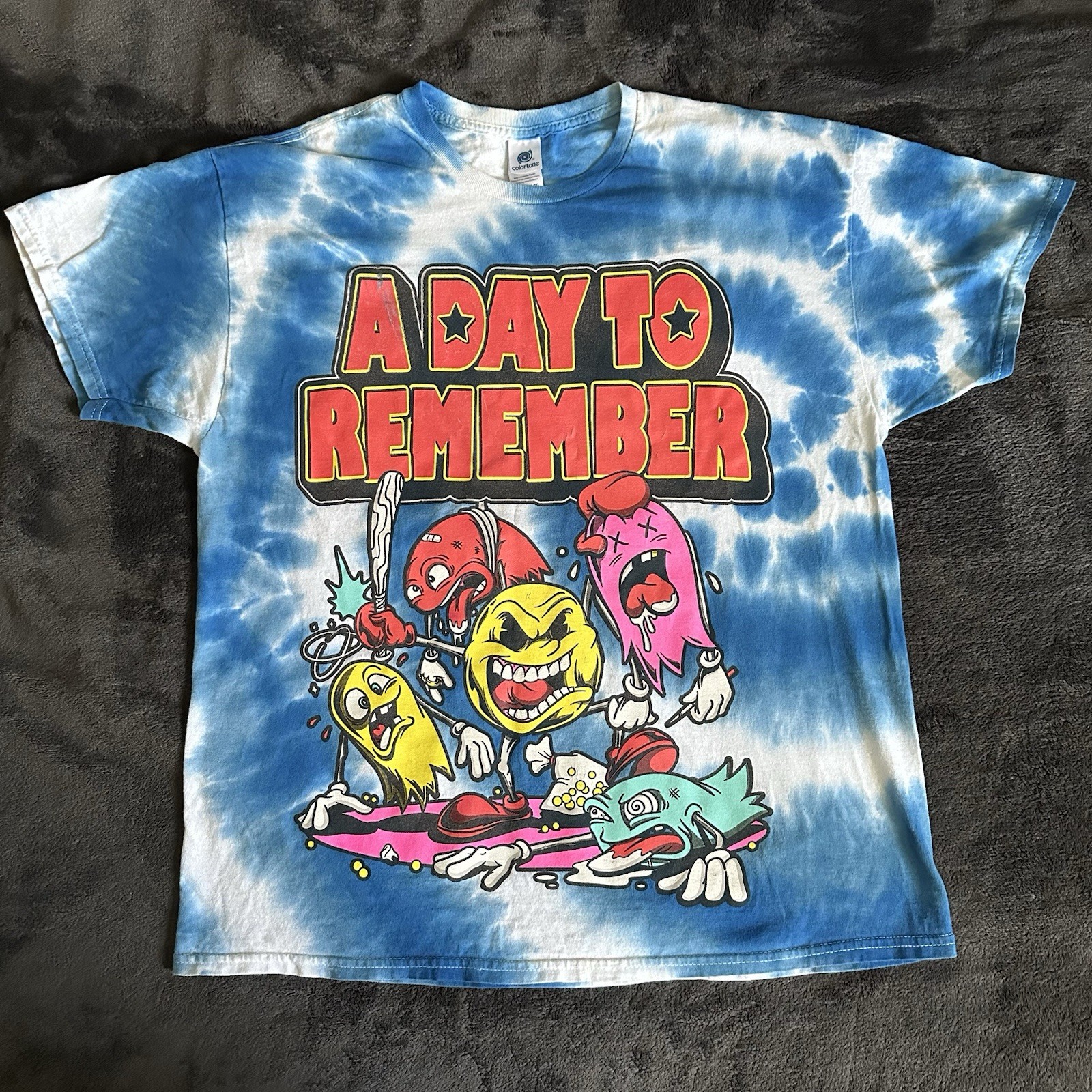 A Day To Remember x Keep Running Your Mouth Pac Man Blue Tie Dye XL Color Tone