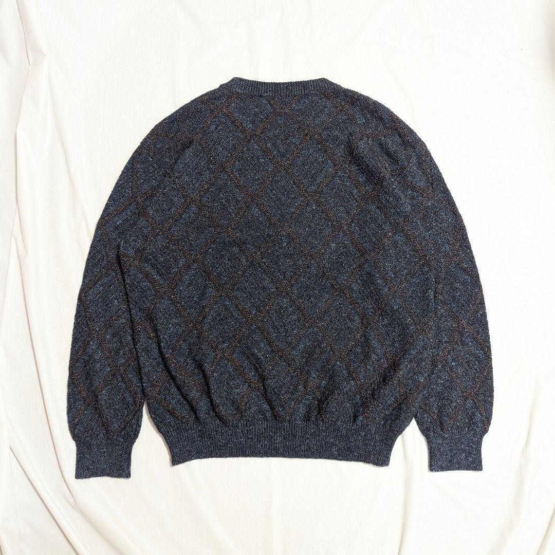 Missoni Men 90S Argyle Wool Knit Navy Good Color Scheme L Size Luxury Elegant gallery